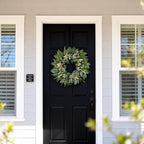 24 Inch Greenery Wreaths for Front Door – Artificial Eucalyptus Wreath with White Berries and Mixed Green Leaves, Year-Round Farmhouse Indoor Outdoor Door Wreath for Spring Summer Home Decor