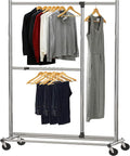 Simple Houseware Dual Bar Adjustable Garment Rack, Chrome, 72-inch Height