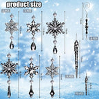 Giegxin 32 Pcs Crystal Christmas Ornaments Crystal Hanging Snowflakes Acrylic Xmas Tree Icicle Drop Decorations with Hooks for Christmas Snow Party Winter (Black)