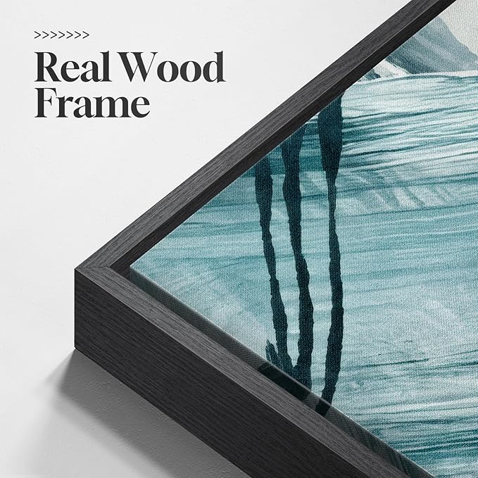 Large Framed Blue and Gold Abstract Wall Art for Living Room, 3 Piece Modern Canvas Prints Paintings Artwork for Walls, Minimalist Elegant Pictures for Dining Bedroom Hallway Lounge Wall Decor 24x36 In