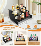 3 Tier Display Risers, Wooden Cologne Organizer for Men, Perfume Organizer Stand, Cologne Stand with Anti-Slip Washers, Wooden Display Shelf Stand for Dessert, Cupcake, Figure and Collection, Black, 3-tier-9.4in