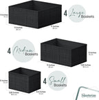 Drawer Organizer Clothes Set of 12 Black - Dresser Organizer For Nursery, Bedroom, Closet - Perfect Baby Clothes Organizer and Storage & General Nursery Organization or Dresser Drawer Organizers