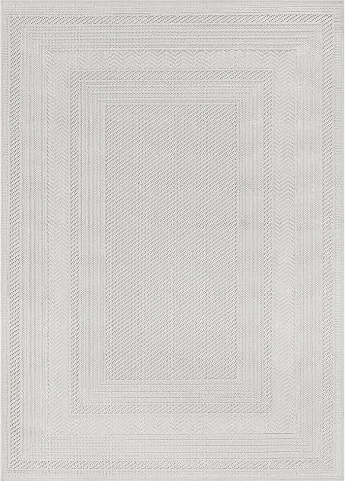 Micro Loop Indoor Rug White 5x7 Boho Geometric Neutral Area Rugs for Living Room Soft Luxury Modern Low and High Pile Durable Stain Resistant Non-Shedding Indoor Area Carpet 5 x 7