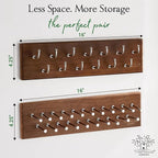 TreeHouse London Tie Rack Organizer – Holds 40 Large Ties – Solid Wood & Sturdy Metal Storage Holder for Closet – Wall Mounted Tie Display Hanger for Wall, Bedroom - (Walnut Tie Rack) 16" L X 4.25" H