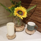 MOOCA 3 Pcs Set Stackable Round Wooden Display Riser, Small Wood Risers for Decor, Pedestal Stand for Home Kitchen, Collection Display, Showcase, Garden and Store