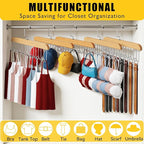 Bra Hangers 3 Pack - with 16 Non-Slip 360Rotating Metal Hooks for Tie, Hat, Bra, Wooden Multi Hook Hanger - Saves Space