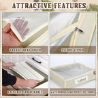 Panelee 6 Pcs 14 x 12 x 3 Inch Sweater Storage Bags Easy Gliding Zippered Sweater Package Organizer Closets Under The Bed Zippered Storage Bags with Label Pocket to Avoid Dust Dirt(Beige)