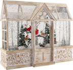 Victory Creative Christmas Illumination Cardinals Greenhouse Water Globe 8"x9" Musical Giltter Spinner Battery Operated Timer & USB Xmas Light Up Snow Globe Home Decor