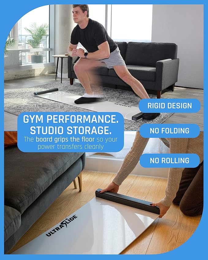 6ft & 5ft Slide Board for Exercise - Solid One-Piece Hockey Slide Board with Booties & Polish - Indoor Skating Trainer for Rehab, Mobility, Conditioning & Home Workouts - Non-Slip Grip Pads