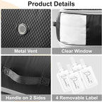 Comforter Storage Bag - Large Capacity Blanket Storage Bags 3-Layer Ultra Space Saving Self Compression Organizer, Washable Compression Bags for Storage Comforter Blanket, 4-Pack, Black