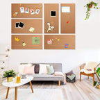 Cork Bulletin Board 17"x8" - 1/2" Thick Cork Board Tiles Frameless Cork Tiles, Self-Adhesive Corkboards Wall Decor Bonus Pushpins (8pack) for Office, School and Home