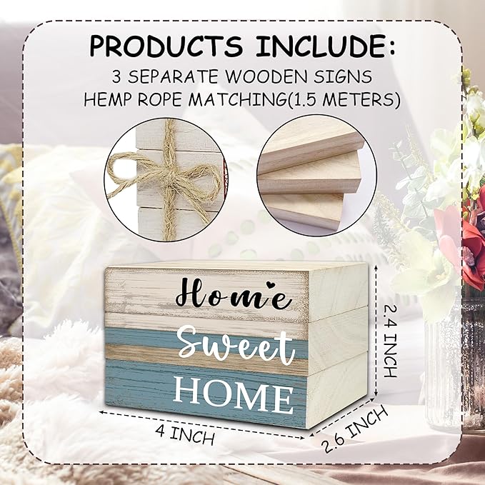 Mini Decorative Books For Home Decor, Small Wood Book Stack For Table Decor, Home Sweet Home decoration Books For Living Room Bookshelf, Farmhouse Stacked Books decoration（L50)