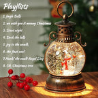 Christmas Snow Globe Lantern Water Glittering Snowman Scene with Music & Timer, USB Lined/Battery Operated Lighted Water Lantern for Christmas Festival Decoration Gifts