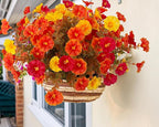 Artificial Mums Fall Flowers for Outdoors, 12 Bundles Artificial Plants Outdoor Fake Flowers UV Resistant, Outdoor Fake Plants Faux Silk Flowers for Porch Outside Planter Window Box Garden