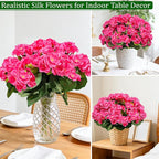 Artificial Geraniums Flowers for Outdoors Spring Decor, 8 Bundles UV Resistant Fake Geraniums Flowers Silk Faux Plants for Home Planter Gardens Table Patio Porch Indoor Summer Cemetery Decor(Pink)