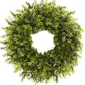 28'' Large Boxwood Wreath for Front Door Porch Window Artificial Boxwood Leaves with White Seed Greenery Outdoor Indoor Wreath for Home Farmhouse Wall Decor Spring Summer Fall All Seasons (Green)