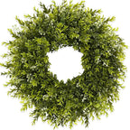 28'' Large Boxwood Wreath for Front Door Porch Window Artificial Boxwood Leaves with White Seed Greenery Outdoor Indoor Wreath for Home Farmhouse Wall Decor Spring Summer Fall All Seasons (Green)
