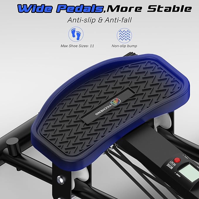 Ski Balancing Machine with Resistance Bands, Slide Steppers Full Body Cardio Workout Equipment, Twister Balance Board Equipped with LCD Monitor, 330LBS Capacity