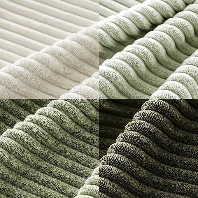 MIULEE Decorative Throw Pillow Covers Set of 4 Summer Light Green Gradient Natural Earthy Modern Classic Soft Corduroy Cushion Covers for Sofa Couch Bed Living Room Spring Home Decor 24x24 Inch