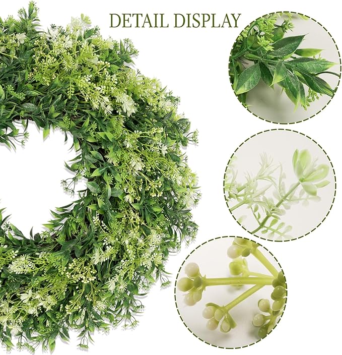28 Inch Large Eucalyptus Wreaths for Front Door Artificial Green Leaves Greenery Indoor Outdoor Wreath Home Decor Porch Window Wall Farmhouse Door Decorations Spring Summer Fall All Seasons
