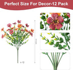 Artificial Fake Mums Fall Flowers for Outdoors Decoration,12 Bundles Faux Silk Daisy Flowers for Outdoor Planter UV Resistant Look Real for Home Front Door Porch Patio Outside Yard(Orange Brown)