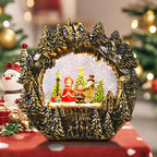 Christmas Snow Globe Lantern Water Glittering Globe with Caroling Family 8 Music Songs & 6H Timer Christmas Snow Globes USB & Battery Operated for Christmas Festival Decorations Gifts (Bridge-Family)