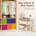 9 Cube Storage Organizer with Shelf Back to School Boxes 11 Inch Toy Storage Bins Closet Organizers Drawers Fabric Dresser for Playroom Books Bedroom Dorm Kitchen (Creamy White)