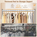EAGMAK Heavy Duty Clothes Rack Load 420 LBS, Rolling Garment Rack with Lockable Wheels, Standing Metal Clothing Rack with Shelves, Portable Wardrobe Sturdy Coat Rack for Hanging Clothes (Silver)