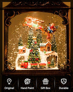 Snow Globe, Santa Snow Globe Christmas Tree, Lighted Musical Decorations Lantern,Village Houses, Train Battery, Reindeer, USB or Battery Operated，Gifts for Men and Kids.