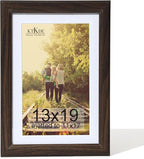 KTKDE 13x19 Picture Frame Real Glass,Poster frame Display Pictures 11x17 with Mat or 13x19 Without Mat, Modern Style Wood Composite Frame,Gallery Wall Frame Wooden Walnut ，best gift