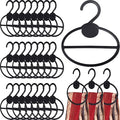 25 Pcs Scarf Hanger Plastic Holder Organizer Space Saving Scarf Organizer Clothes Hanger for Scarves Headscarves Clothing Sorting Storing (Black)
