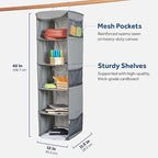 ZOBER Hanging Closet Organizer, 5-Shelf - Hanging Storage Organizer Shelves for Clothes, Towels, Toys - College Dorm Room, Nursery, & Home Closet