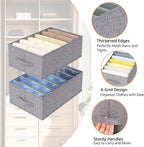 Fixwal 4pcs Wardrobe Clothes Organizer with Board Closet Organizers and Storage 6 Grids Divider Organizers Compartment Storage Bins for Jeans T-shirt Pants Legging