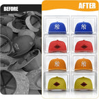 Hat Organizer Box, Stackable Clear Baseball Caps Holder Box Containers with Magnetic Door for Hats Snapback Cap Storag, Hat Rack Display Case, Holds 8 Hats Each (Clear, 6 Pack)