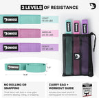 DMoose Fitness Fabric Resistance Bands for Full Body Exercises - Non-Slip Thick Cloth Stretch Band for Squats, Lunges & Bicep Curls - Long Resistance Bands for Working Out - Booty Band for Men & Women