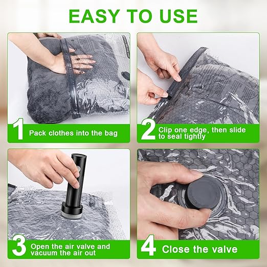 Vacuum Seal Bags for Clothing with Wireless Electric Pump - Travel & Home Use, 9 Pack Ideal Space Saver Vacuum Storage Bags, Travel Vacuum Bags for Luggage