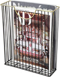 MyGift Art Deco Style Matte Black Metal Wire Magazine Rack with Brass Tone Rim - Wall Mounted Holder Storage Basket for Mail - Handcrafted in India