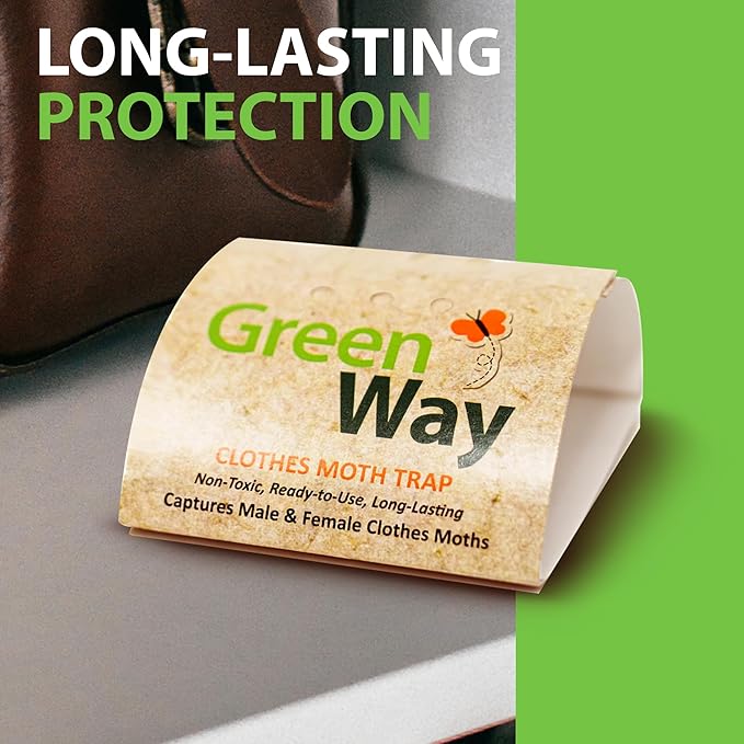 Greenway Clothing Moth Traps with Powerful Pheromone Lures for Effective, Odor-Free Closet Protection, Non-Toxic, Eco-Friendly & Long-Lasting Solution, 6 Packs (Includes 12 Traps & 12 Lures)