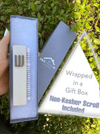 A&S Mezuzot Modern Concrete Mezuzah Case with Scroll, Easy Peel and Stick Mezuza (Ivory+ Wood Shin, 5 Inches)