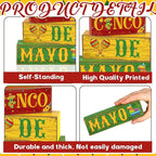 Yuntau 4 Pcs Cinco De Mayo Decorations Wooden Mexican Table Farmhouse Cinco De Mayo Tiered Tray Decor Fiesta Stacked Blocks Tabletop Decorative Book Mexican Centerpieces for Carnival Shelf Home