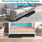 Under Bed Storage Container Bins 2 Pack, 4.5 Inch Slim Low Profile Underbed Clothes Storage Organizer for Dorm & Home, Use for Blanket and Toy Storage Box W/ Sturdy Bottom/Sides, Foldable Thick Fabric