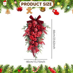 Christmas Teardrop Swag Wall Hanging Decor Christmas Decoration Decorative Hanging Ornament Wreath for Window Holiday Home
