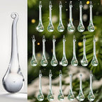 kanpura 20pcs Glass Raindrop Ornaments Glass Teardrop Hanging Ornaments Clear Chandelier Drop Pendant Decorations for Christmas Tree Winter Party Supplies (3 Inch)