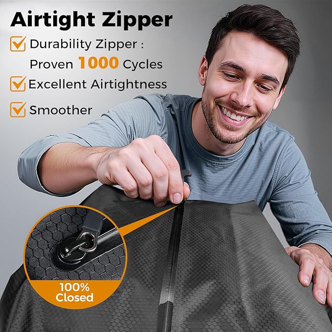 Travel Vacuum Seal Bags with Wireless Rechargeable Pump, 25L Durable Reusable Compression Packing Bags for Carry-On Suitcase & Backpack, IP67 Waterproof Space Saver Kit (2 Pack)