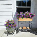 Fake Artificial Flowers for Outdoors Decoration,4 Bundles Silk Faux Spring Flowers with Plants Leave UV Resistant for Planter Front Door Porch Yard Patio Window Box Home Indoor Decor