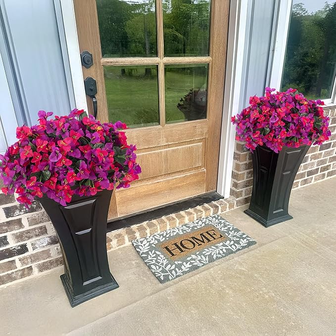 Artificial Flowers Faux Plants for Outdoors Spring Summer Decor, 6 Bundles Fake Bougainvillea Silk Flowers UV Resistant Realistic for Outside Planter Porch Patio Garden Home (Purple Fuchsia)