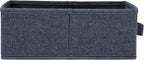 Collapsible Cotton Blend Rectangular Storage Drawer with Handle, Set of 2, Denim