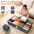 SpaceWhisper 90L Under Bed Storage Containers, 2-Pack Storage Bins with Clear Top, Foldable Closet Organizers and Storage with Label Holder for Clothing, Blankets, Comforter & Pillows (Grey)