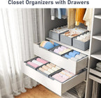 DIMJ Drawer Organizer Clothes - Small Dresser Organizer Underwear Drawer Organizer for Baby Clothes, Socks, Underwear, Bra, Belt, Tie - Grey
