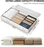 2-Pack Under Bed Storage Containers, 8 Inches Tall Underbed Clothes Storage Organizer Bin with Sturdy Sidewalls/Bottom, Under the Bed Storage Bags 2 Storage Bins, Beige